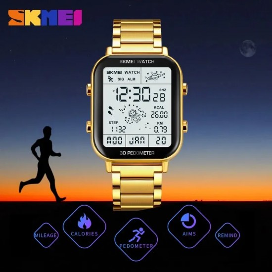 ساعة رقمية Skmei-men مع شاشة إضاءة خلفية ، عداد خطي ، ساعة توقيت ، عد تنازلي ، تقويم ، تقويم ، ساعة ساعة رقمية Skmei-men مع شاشة إضاءة خلفية ، عداد خطي ، ساعة توقيت ، عد تنازلي ، تقويم ، تقويم ، ساعة