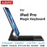AJIUYU لوحة المفاتيح السحرية لجهاز iPad Pro 11 بوصة 12.9 "2018-2022 Air 5 4 10th 10.9" غطاء ذكي مغناطيسي برتغالي إسباني عربي 